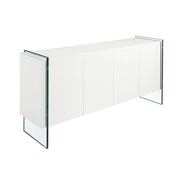 Credenza legno bianco e vetro temperato