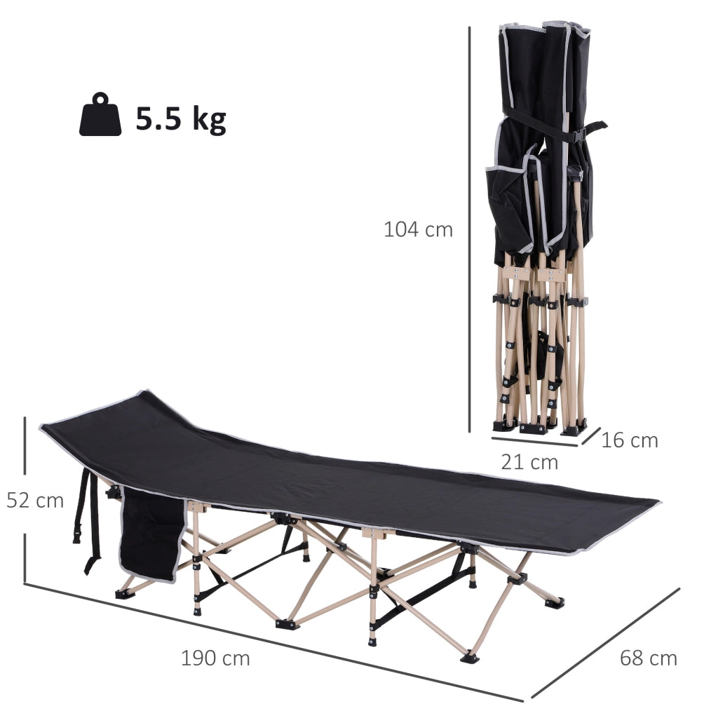 Letto da campo pieghevole ¨C zephmum ¨C nero 190x68x52 cm con tragetasche