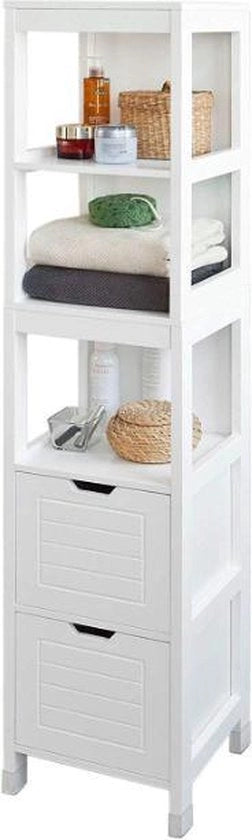 Cassa da bagno - Armadio per la stanza da bagno - 2 ante - 3 cassetti aperti - 30x30x144 cm
