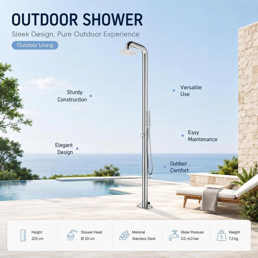 Garden Shower 225 Cm Stainless Steel