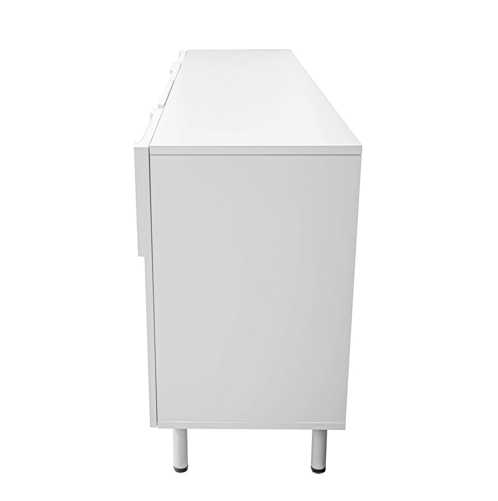 Credenza geometrica con ante in MDF e truciolare; 160 x 38;5 x 70 cm; bianca