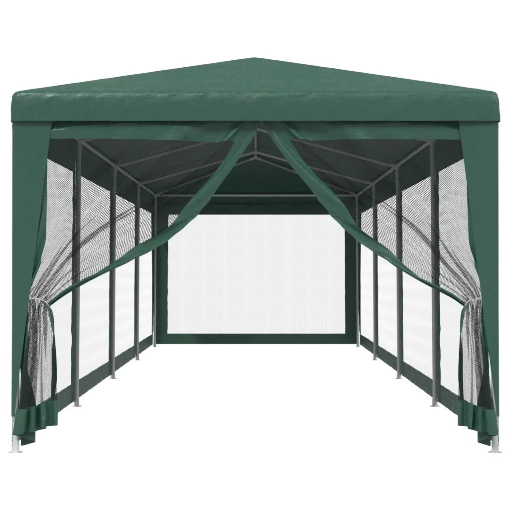 Tenda per Feste con 10 Pareti Laterali in Rete-Tenda da campeggio Verde 3x12m HDPE