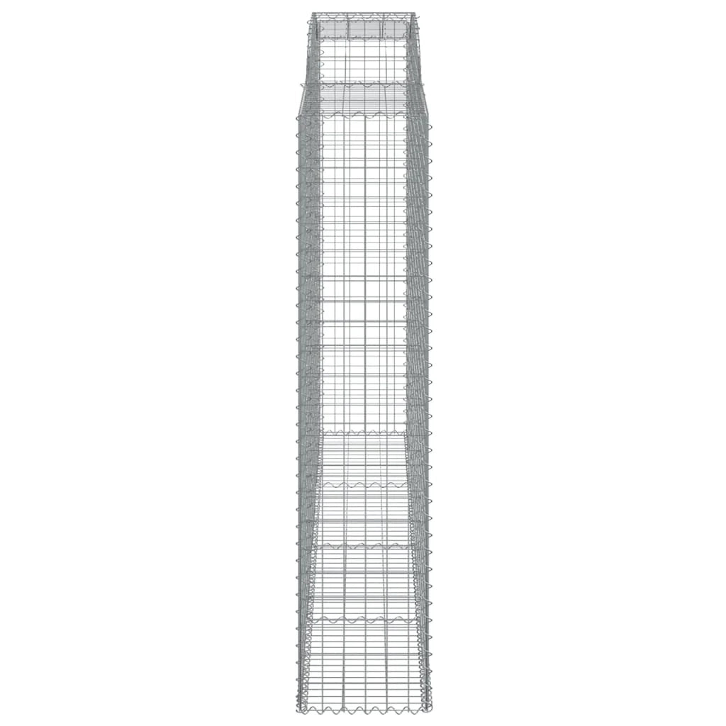 Cestini gabbioni recinzione a gabbia muro di contenimento ad arco 7 pezzi 300 x 50 x 220/240 cm ferro zincato argento 02_0041113
