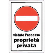 TARGA SEGNALETICA DIVIETO ACCESSO PROPRIETA PRIV - PP CM 20X30- 10 pezzi