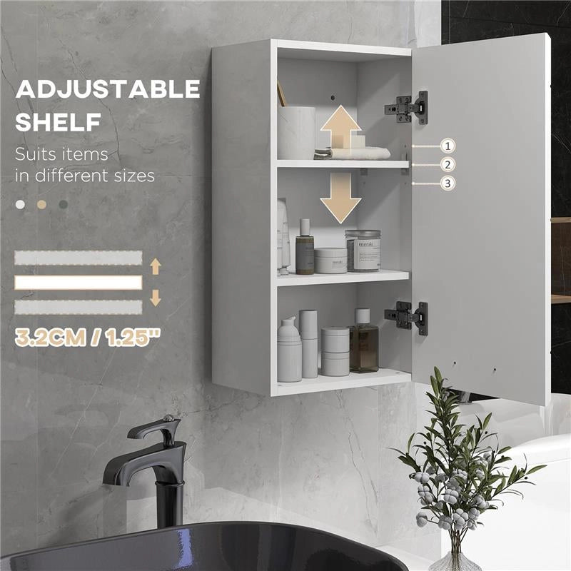 MOBILETTO BAGNO IN MDF A MURO CON 3 RIPIANI E RIPIANO SUPERIORE REGOLABILE, 37X22.5X70 CM, BIANCO