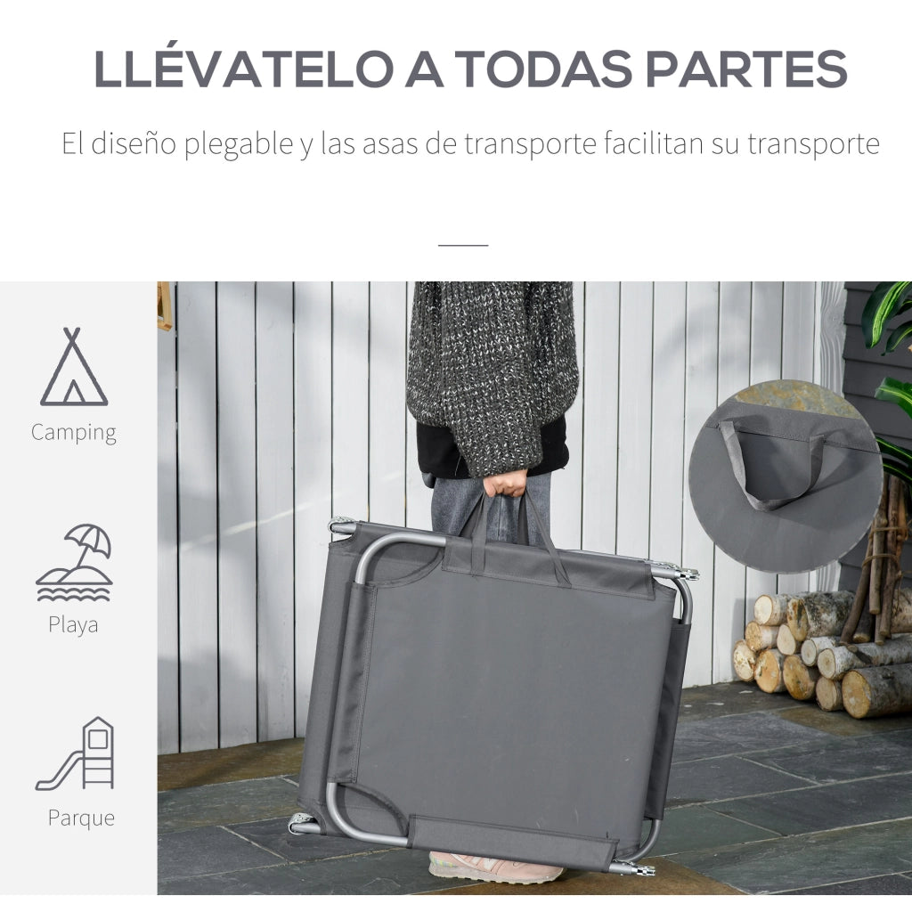 Tumbona Pieghevole con Schienale Regolabile 5 Posizioni ¨C zephmum ¨C Grigio 187x55x24 cm