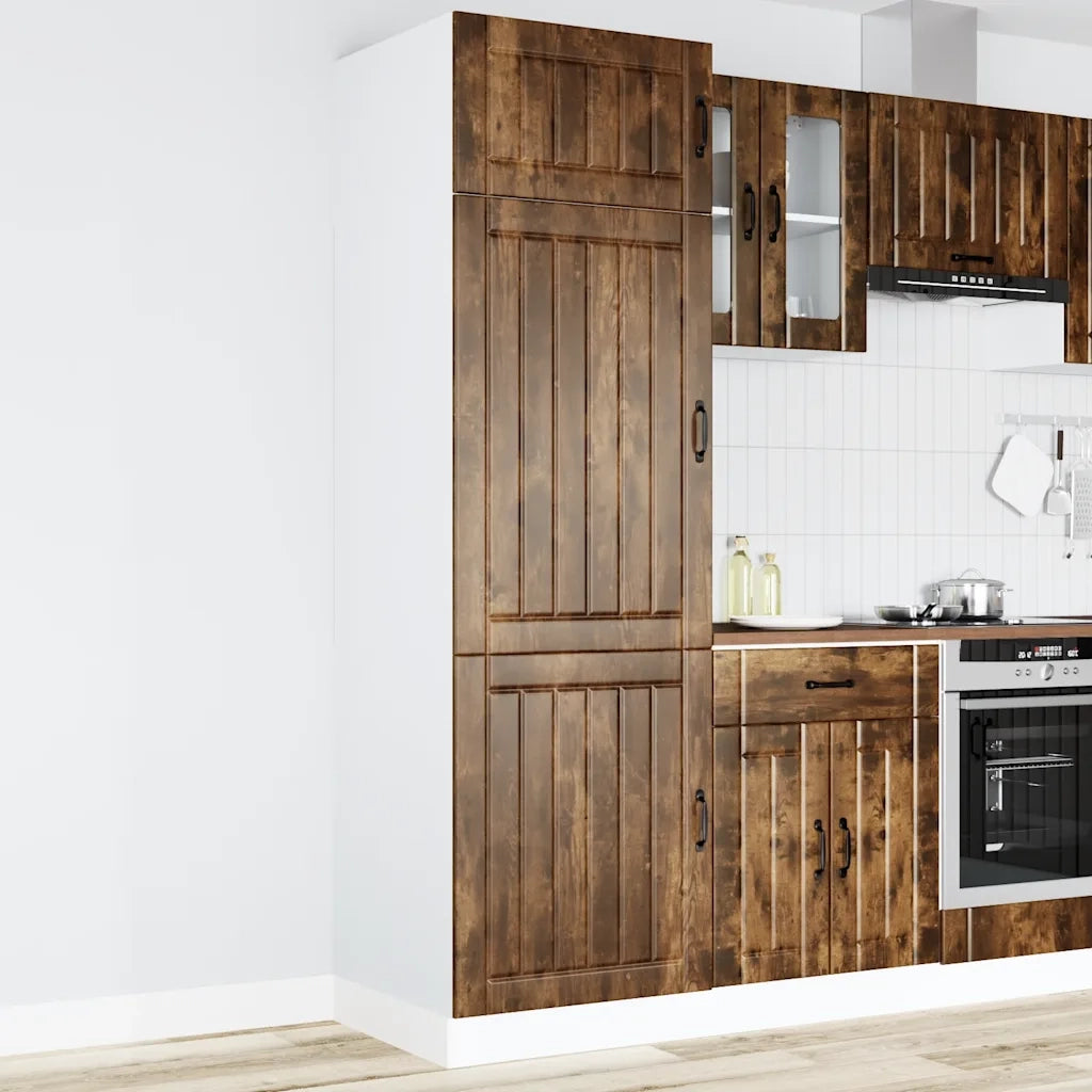 Armadio da Cucina Lucca Rovere Fumo in Legno Multistrato