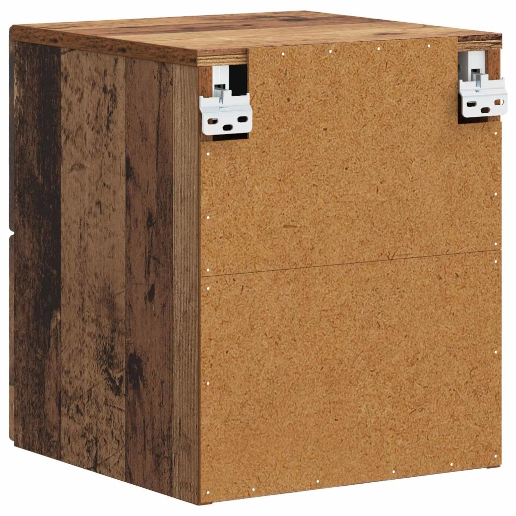 Mobiletto da notte a muro 2 pz Legno antico 34,5 x 33 x 40 cm 898822