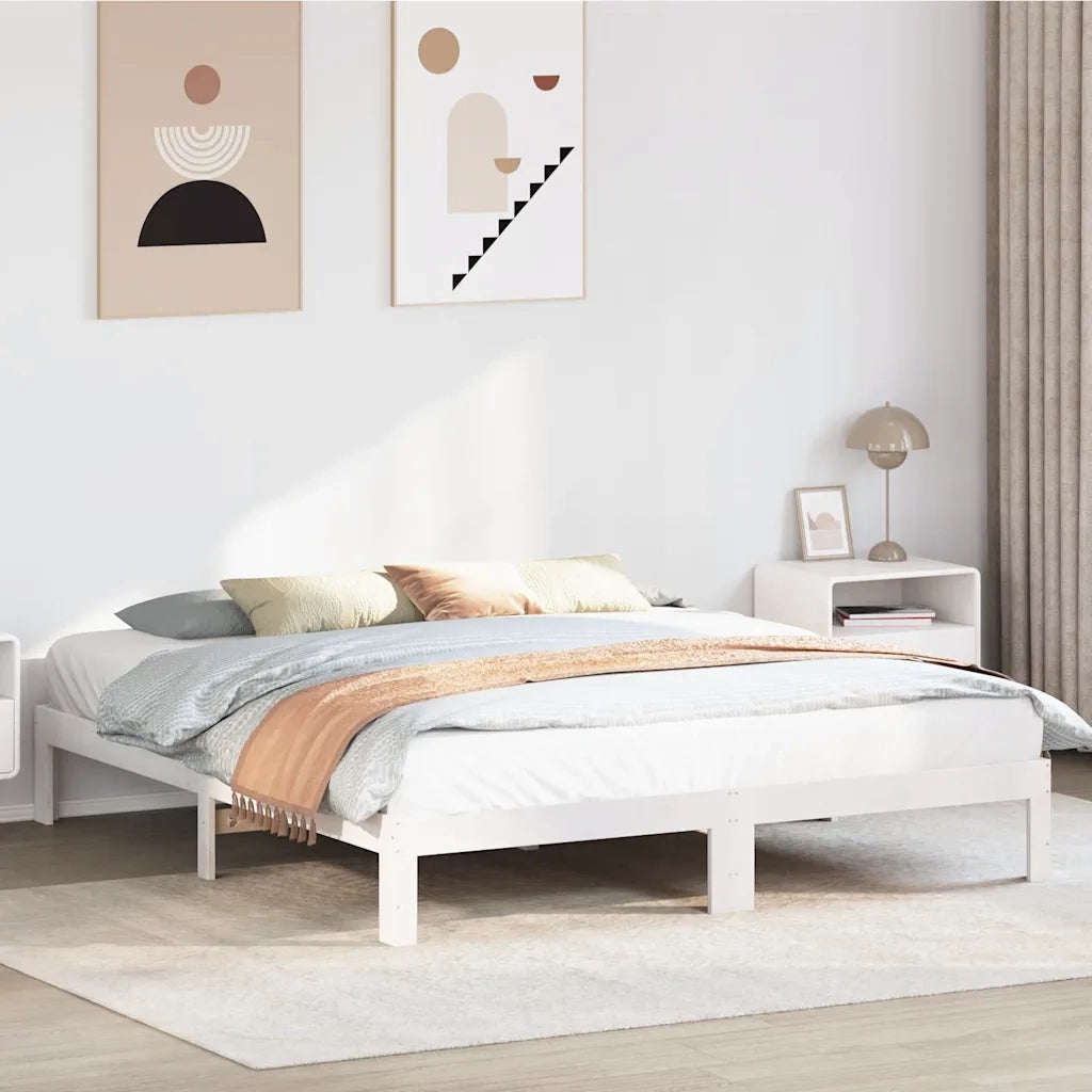 Giroletto senza Materasso Bianco 180x200 cm Legno Massello Pino 859224