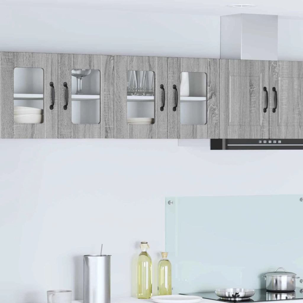Pensile da cucina | Mobile in vetro da parete PORTO Grigio Sonoma 60 x 31 x 40 cm
