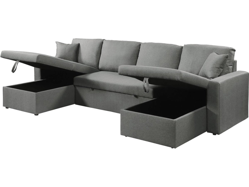 Divano letto angolare panoramico "Alain" in tessuto - 4 posti - Grigio