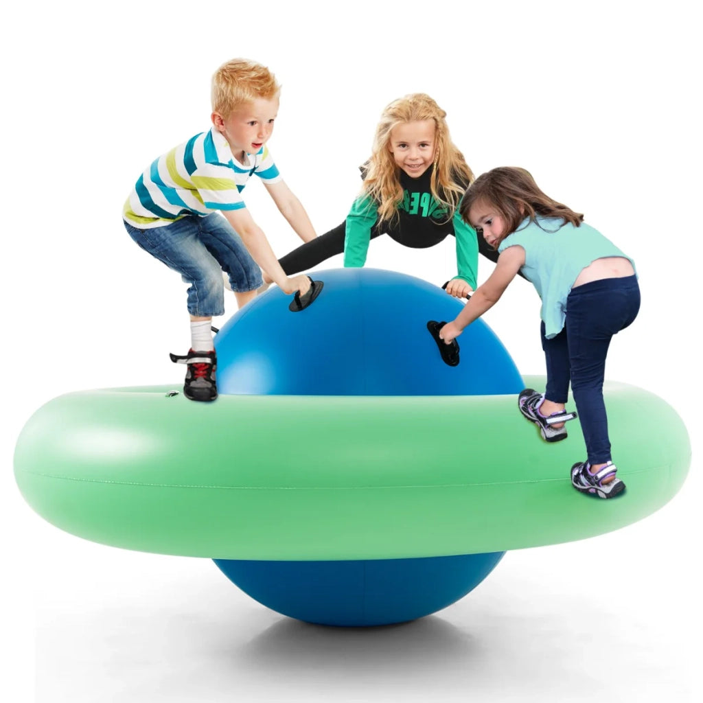 Palla gonfiabile per bambini 233 x 123 cm con 6 maniglie per rimbalzare e arrampicarsi in PVC verde 20_0010532