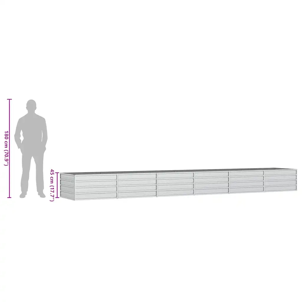 Fioriere | Cassetta per fiori | Letto Rialzato Giardino 480x80x45 cm in Acciaio Zincato Argento