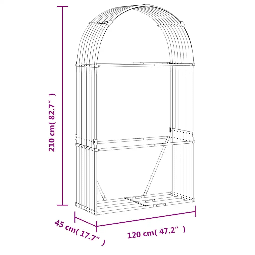 Portaceppi Grigio Chiaro 120x45x210 cm in Acciaio Zincato 364552