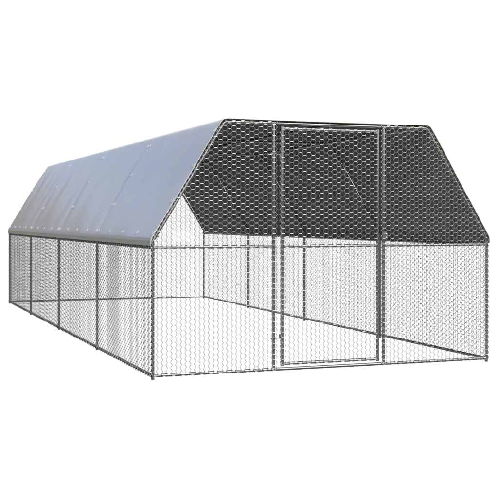 Pollaio da esterno 3 x 8 x 2 m in acciaio zincato con tetto impermeabile 02_0001696