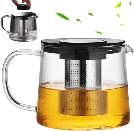 Teiera di Borosilicato - Capacità di 15 litri con Setaccio per Amanti del Tè - Teiera in Vetro Borosilicato - Sicurezza Antiscottatura - Adatto per Diverse Tipologie di Tè - Set di Tè con Setaccio - Grande Capacità di 15 litri