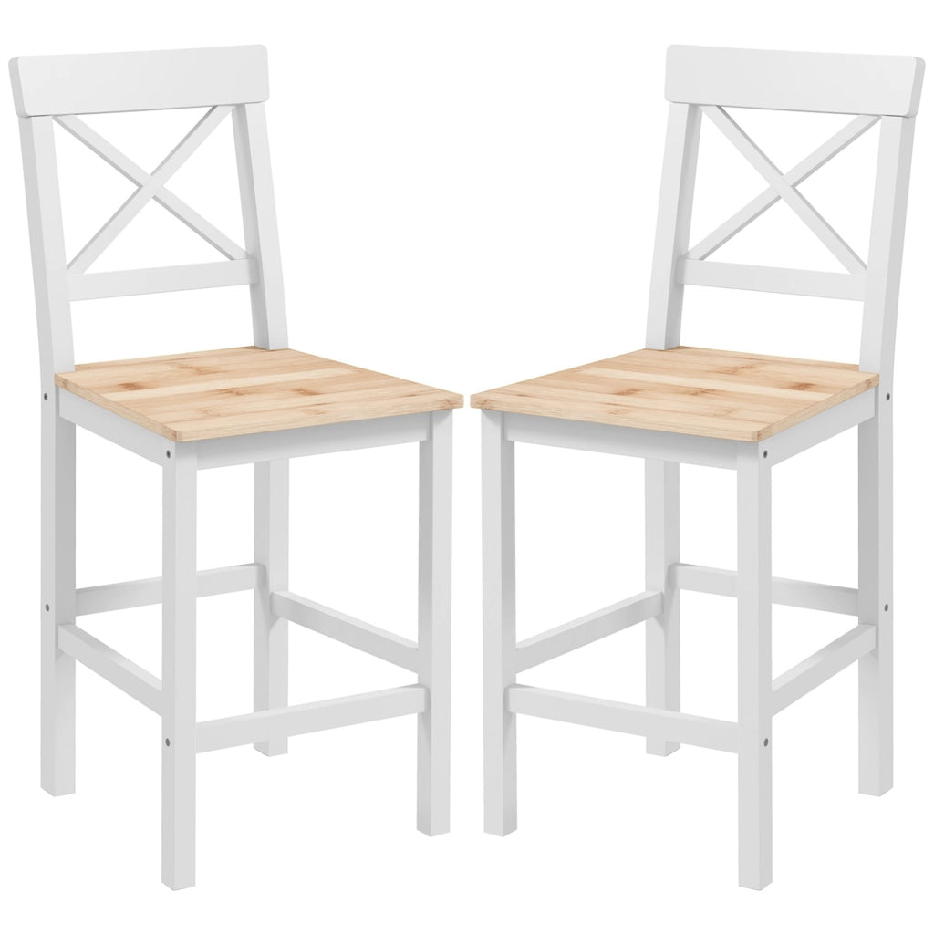 Sgabelli da Bar 2 Pezzi ¨C Zephmum ¨C Bianco e Legno Naturale 41x46x97.5 cm