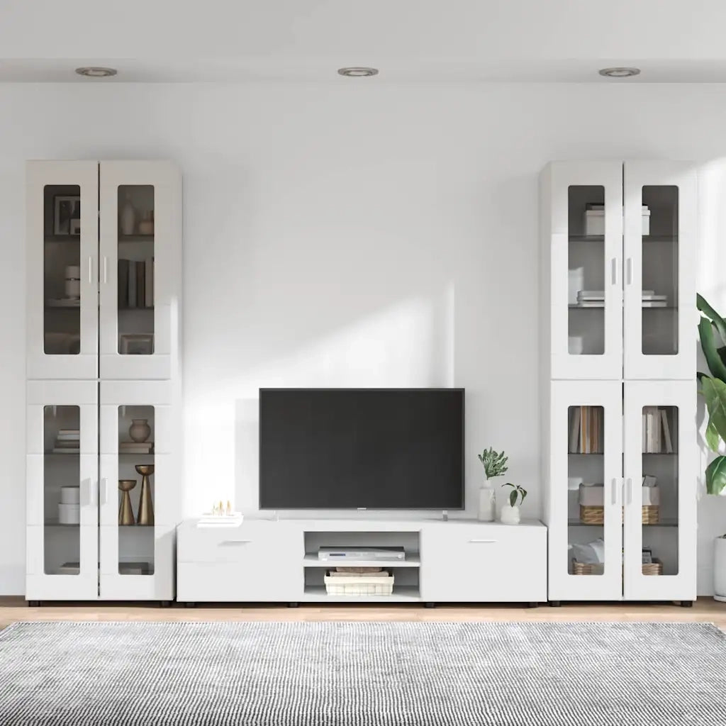 Set mobile TV FLORIN 3 pcs Bianco Lucido Legno multistrato 3397988