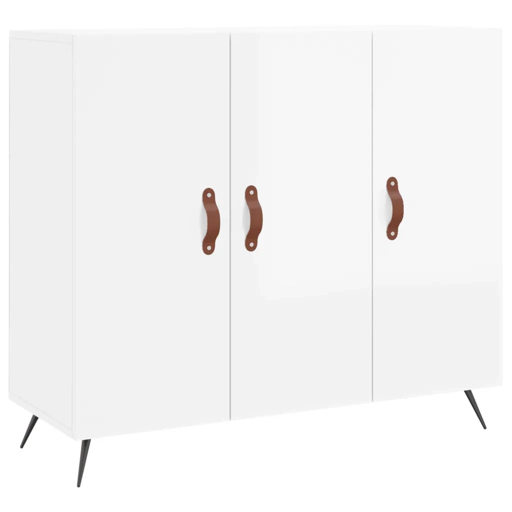 Credenza Bianco Lucido 90x34x80 cm in Legno Multistratocod mxl 127388