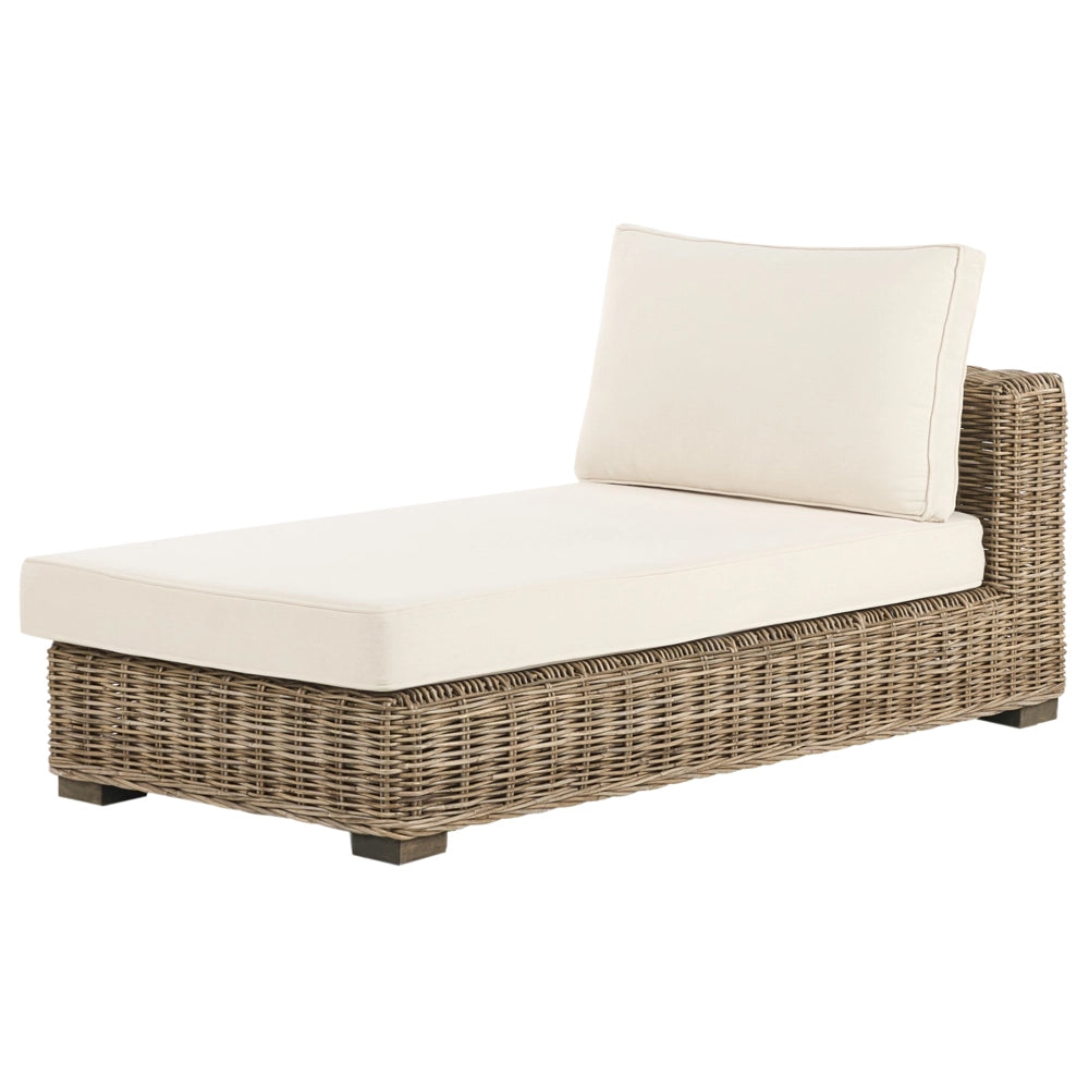 Set salotto da giardino grigio in rattan naturale divano da esterno con tavolino destro