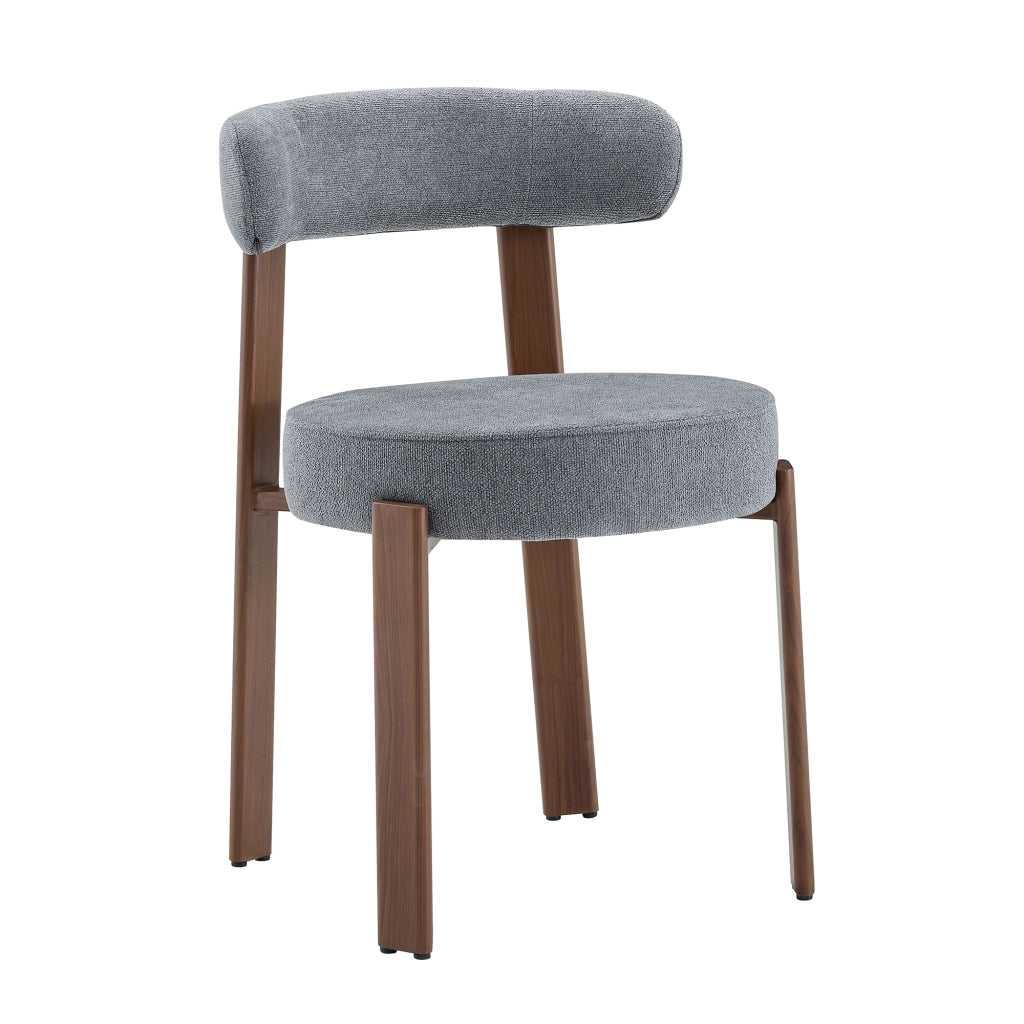 Sedia da pranzo imbottita con schienale ergonomico, in lino, Grigio, 57 × 51.5 × 79 cm