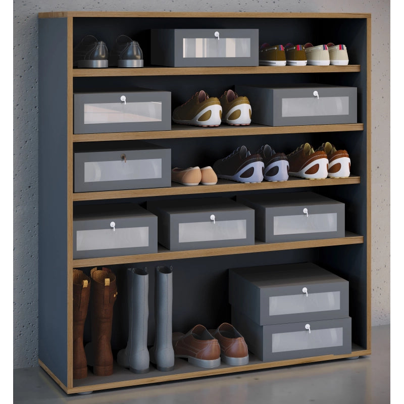 Super Scarpiera Legno H110 L100 P33 cm Armadio Porta Scarpe Salvaspazio con Ripiani Regolabili Colore Antracite