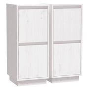 Credenze 2 pz | Madia | Buffet da pranzo | Armadio da pranzo Bianco 31,5x34x75 cm in Legno Massello di Pino