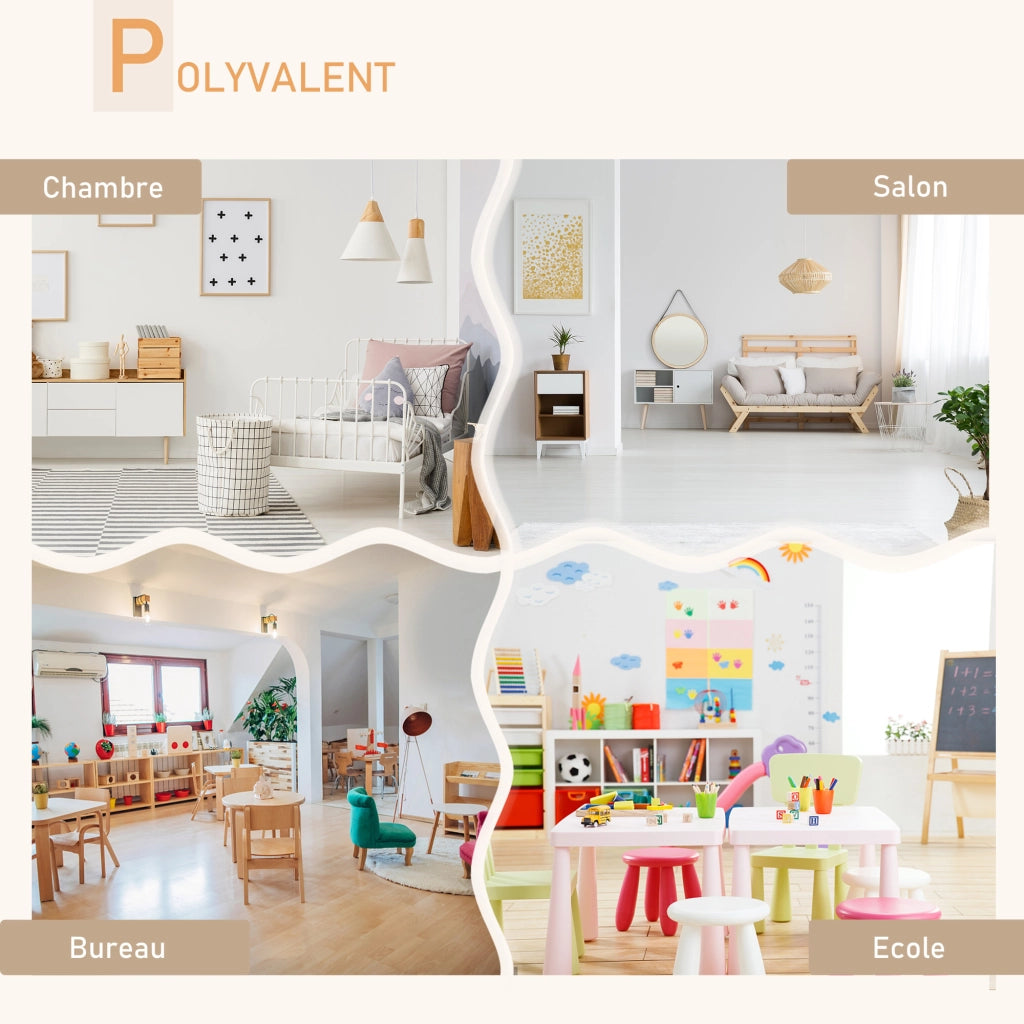 Set sedie e tavolo bambini design scandinave ¨C zephmum ¨C legno pino MDF bianco
