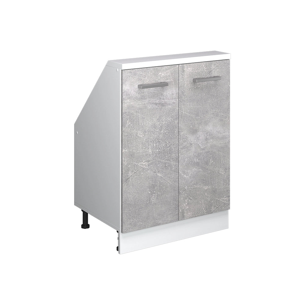 Mobile cucina sottotetto R-Line Calcestruzzo/Bianco 60 cm con 2 porte Vicco