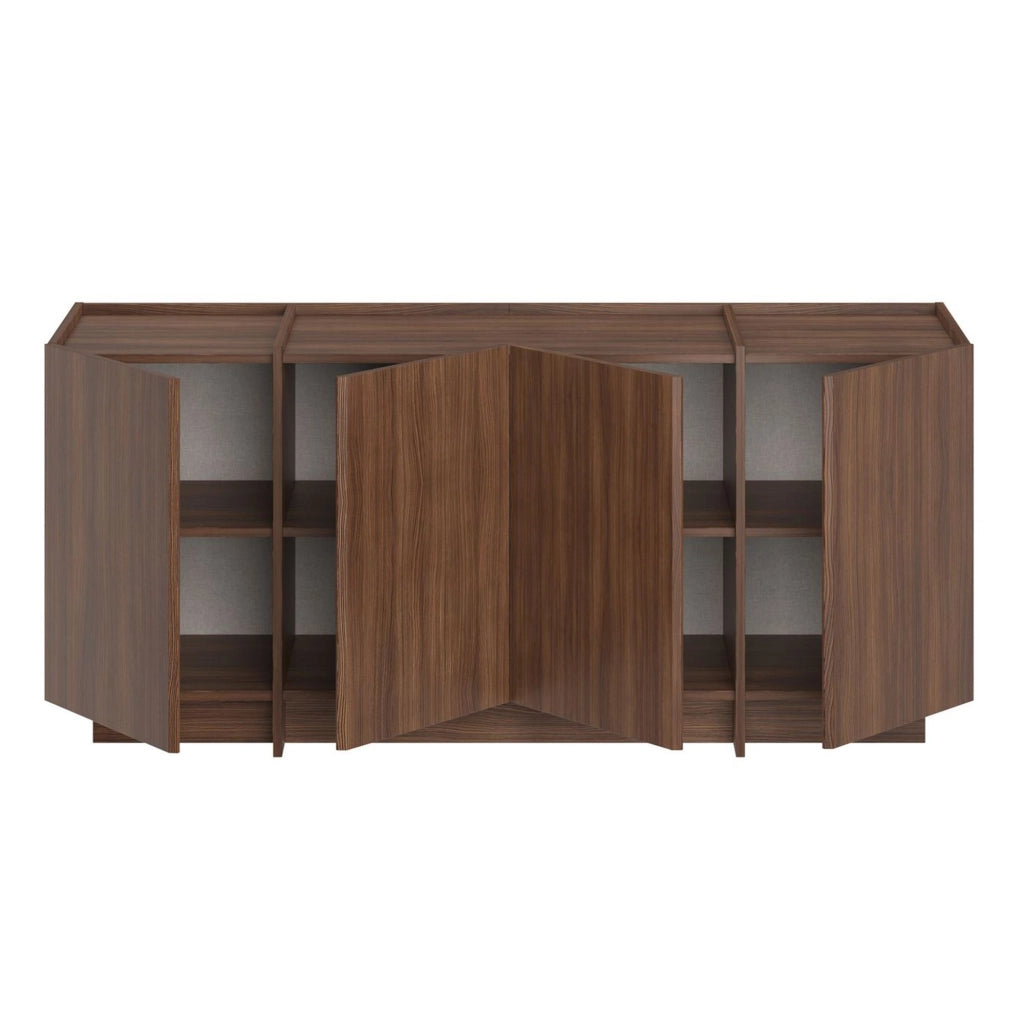 Madia Nolova, Credenza 4 Ripiani, 180x45x80h cm Marrone Noce