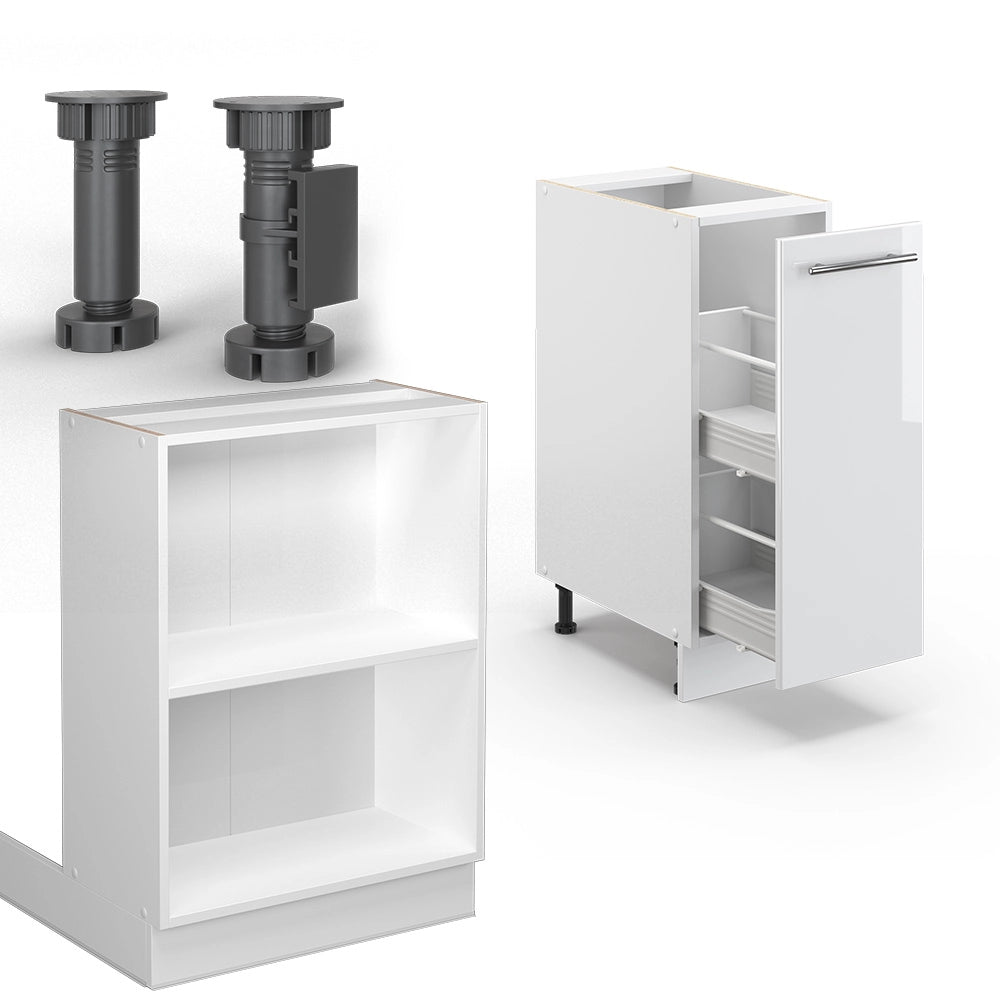 Isola cucina Fame-Line Bianco lucido/Bianco 90 cm con cassetto, senza piano di lavoro Vicco