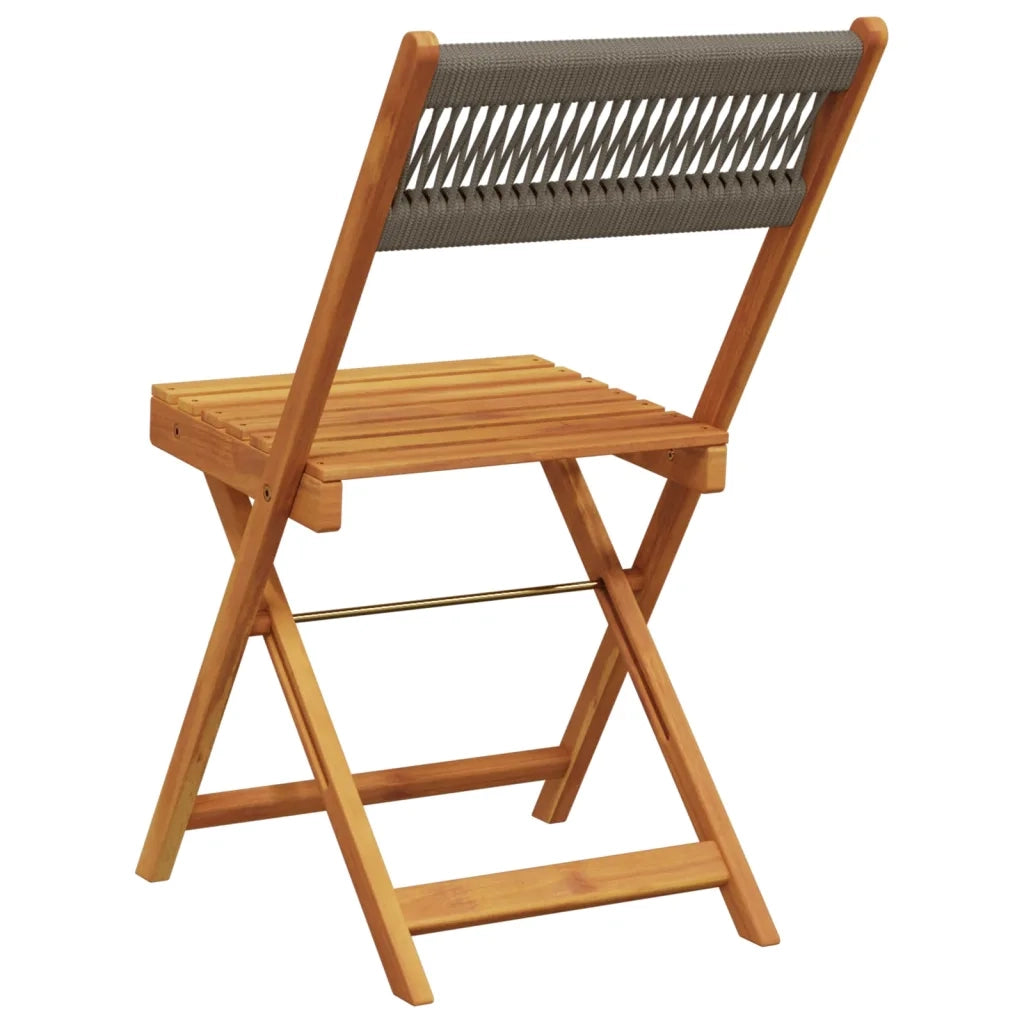 Sedie Bistrò 2pz Grigie in Legno Massello di Acacia e Corda 367679