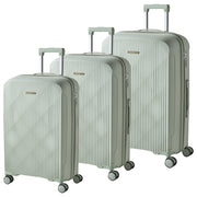 Set di 3 valigie rigide verde chiaro Materiale sintetico Lucchetto TSA in ferro Ruote silenziose Cerniera antifurto 3 misure stile Moderno