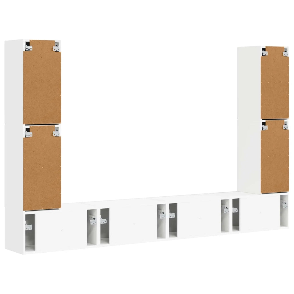 Set mobile TV 8 pcs Bianco Legno multistrato