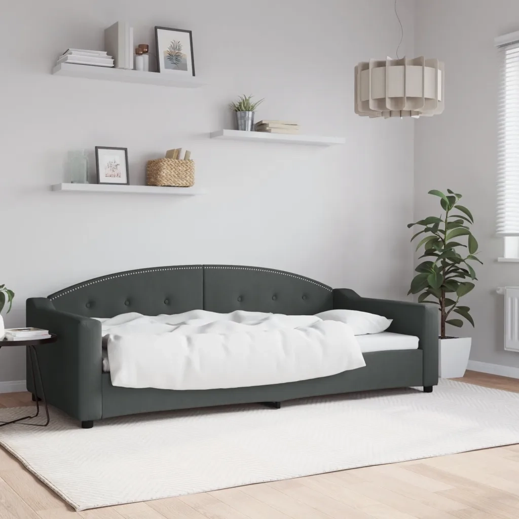 Letto da Giorno Grigio 90x200 cm in Tessuto 354184