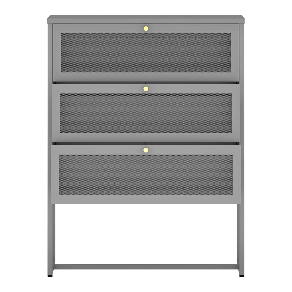 Cassettiera Sund in Acciaio con Frontali Traforati 105x80x40 cm Grigio [en.casa]