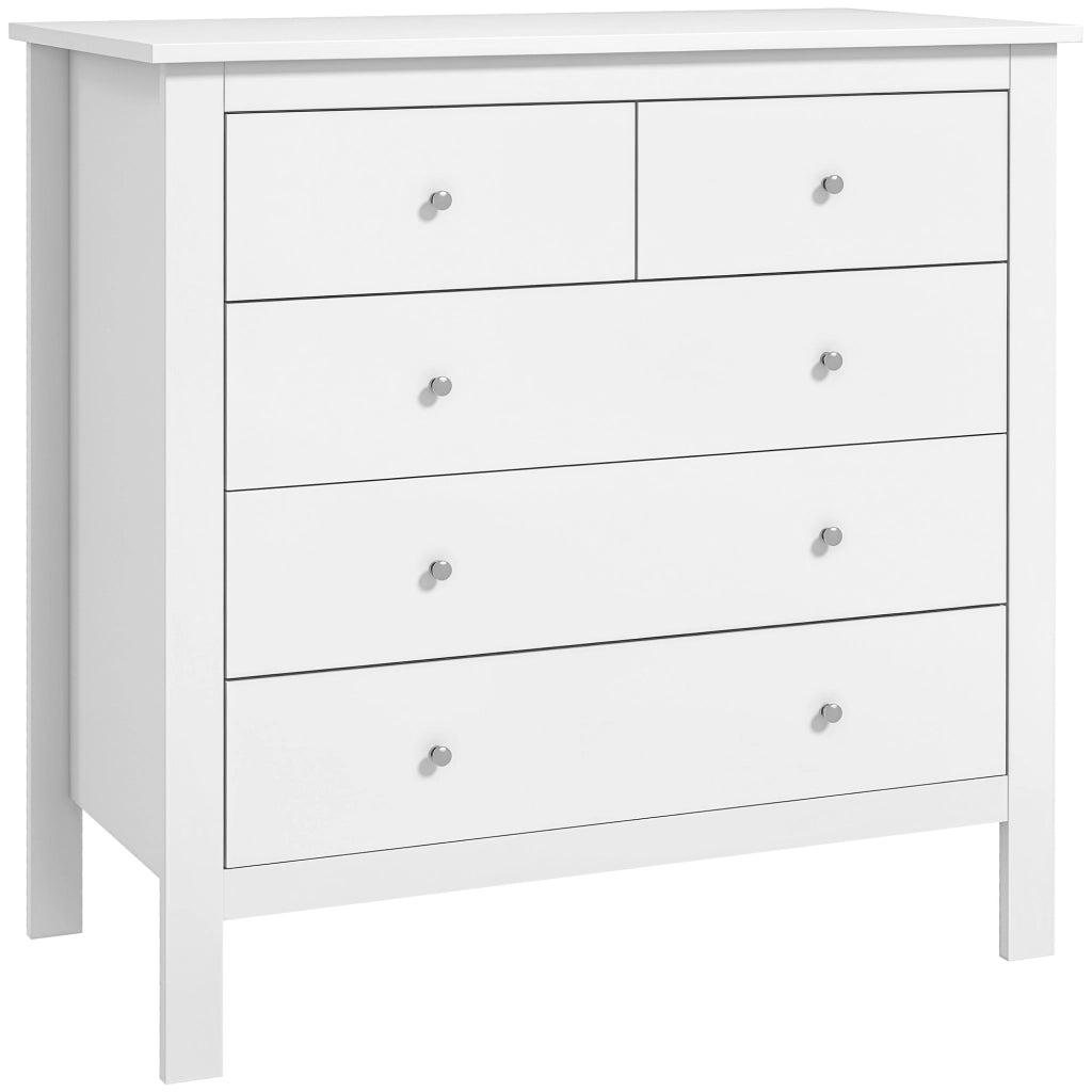 Cassettiera 5 cassetti con gambe rialzate ¨C Xylo ¨C bianco 79x39,5x80,5 cm
