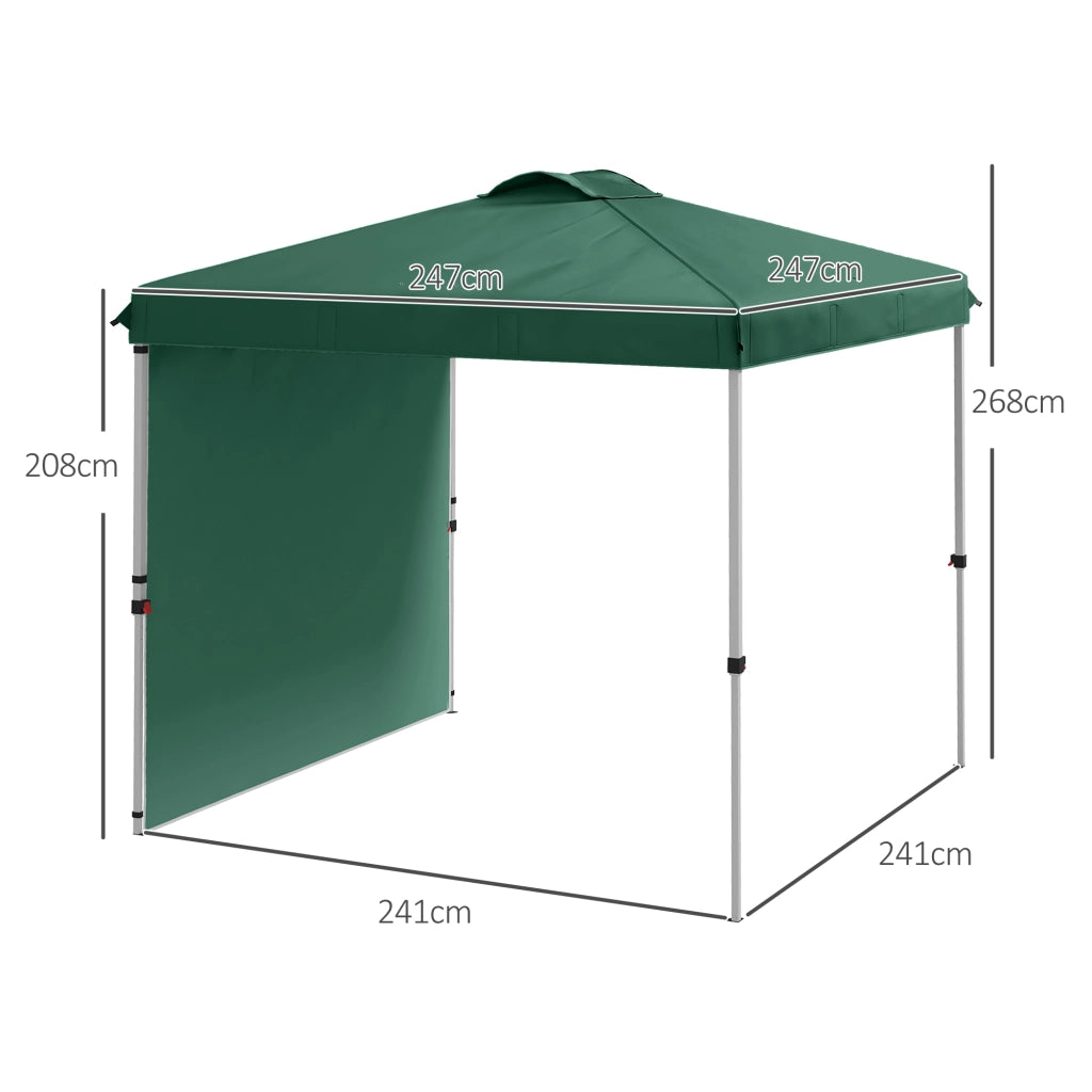 Gazebo pieghevole da giardino 2,5x2,5 m - Xylo - verde con parete laterale e sacchi di sabbia