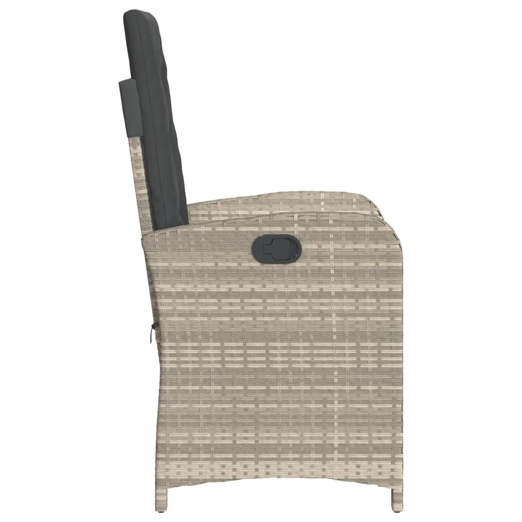 Sedia Reclinabile Giardino con Cuscini Grigio Chiaro Polyrattan 365166