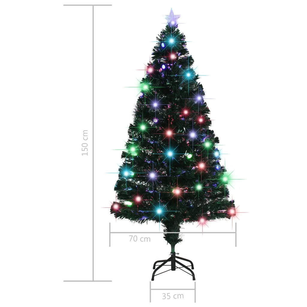 Albero di Natale | Decorazioni natalizie Preilluminato con Supporto e LED 150 cm Fibra Ottica