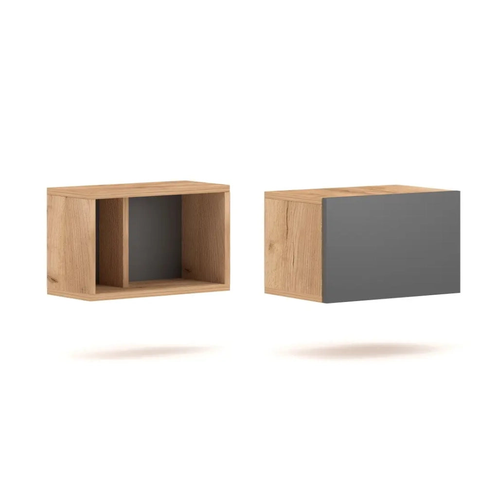 Piccolo mobiletto sospeso BRACA in quercia e grigio antracite 40cm