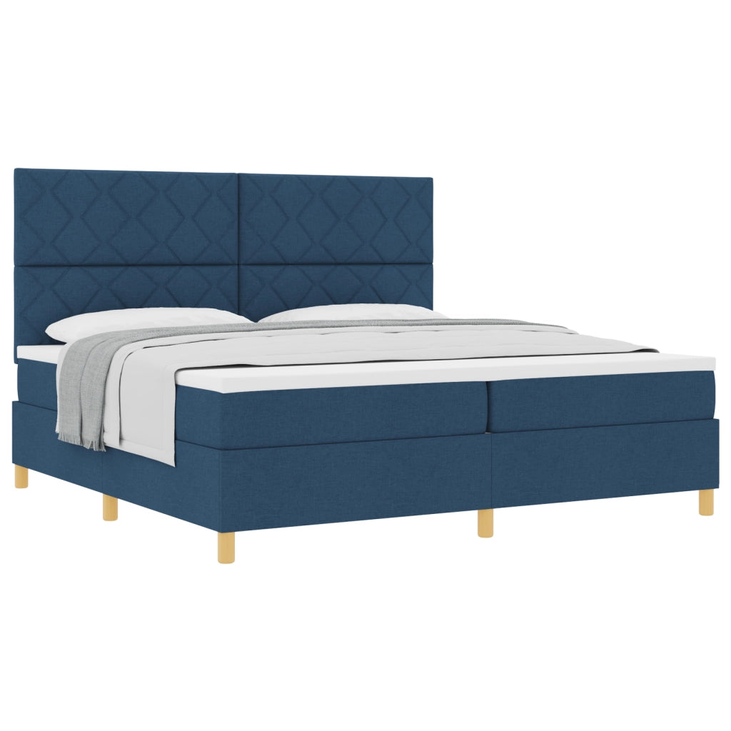 Letto a Box Spring con Materasso Blu 200x200 cm Tessuto