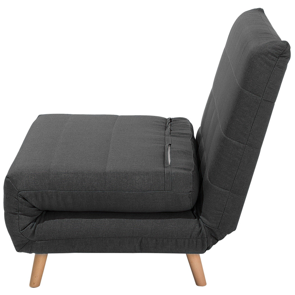 Divano letto piccolo in tessuto grigio scuro 1 posto letto pieghevole senza braccioli scandinavo