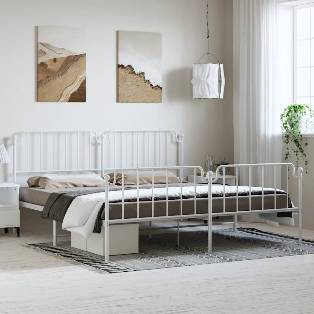 Giroletto con Testiera e Pediera Metallo Bianco 193x203 cm
