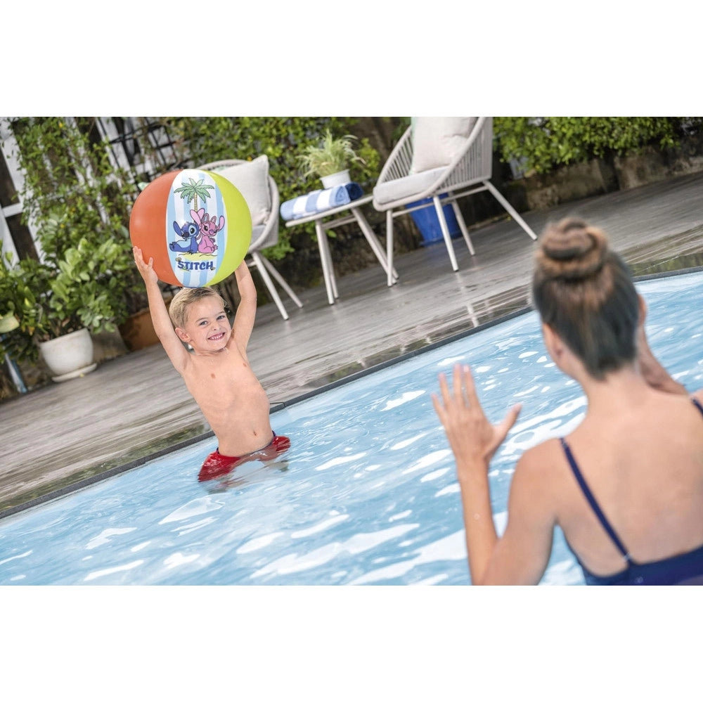 Trade Shop - Pallone Gonfiabile Spiaggia Piscina Design A Spicchi Con Stitch Per Bambini 2+ Anni 9104t -