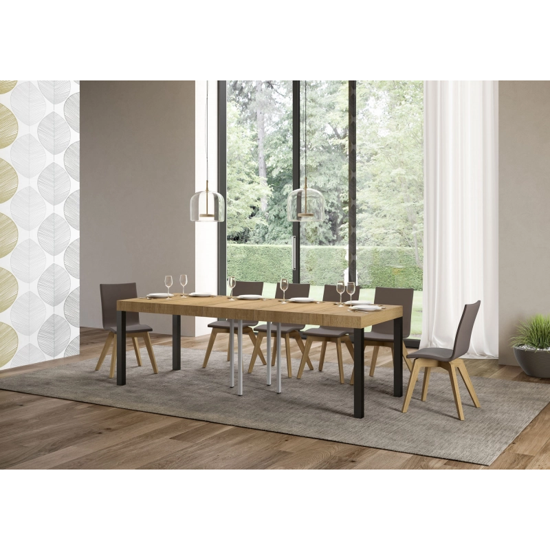 Tavolo allungabile 90x90/246 cm Everyday Premium telaio Antracite - Quercia Natura