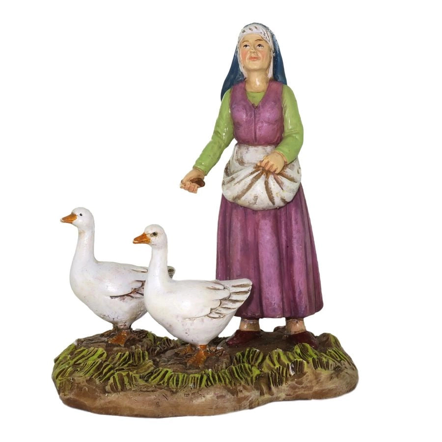 PASTORELLA CON OCHE PER PRESEPE DA 12 CM