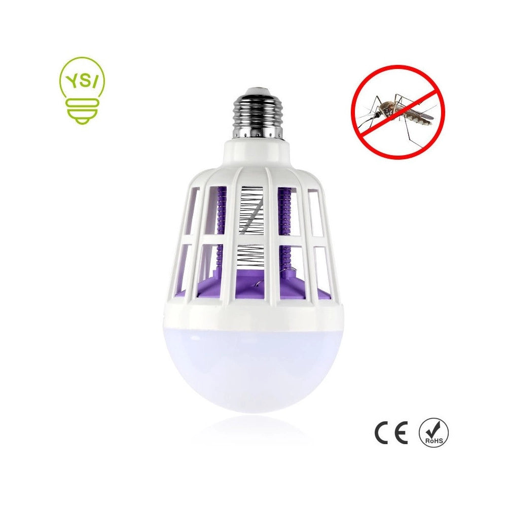 Trade Shop - Zanzara Killer Lampadina Led E27 Bulbo Con Luce Blu Attira E Fulmina Zanzare -