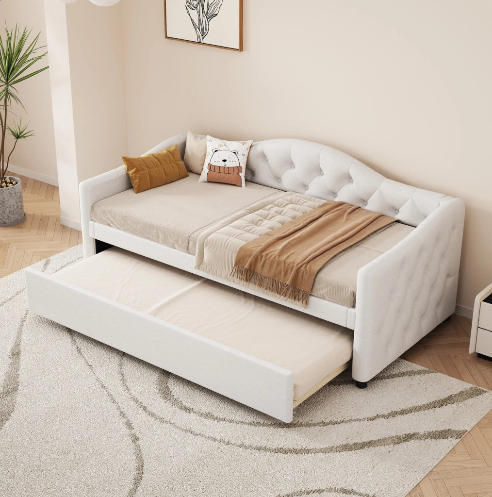 Letto singolo estraibile 90x200 cm in lino beige