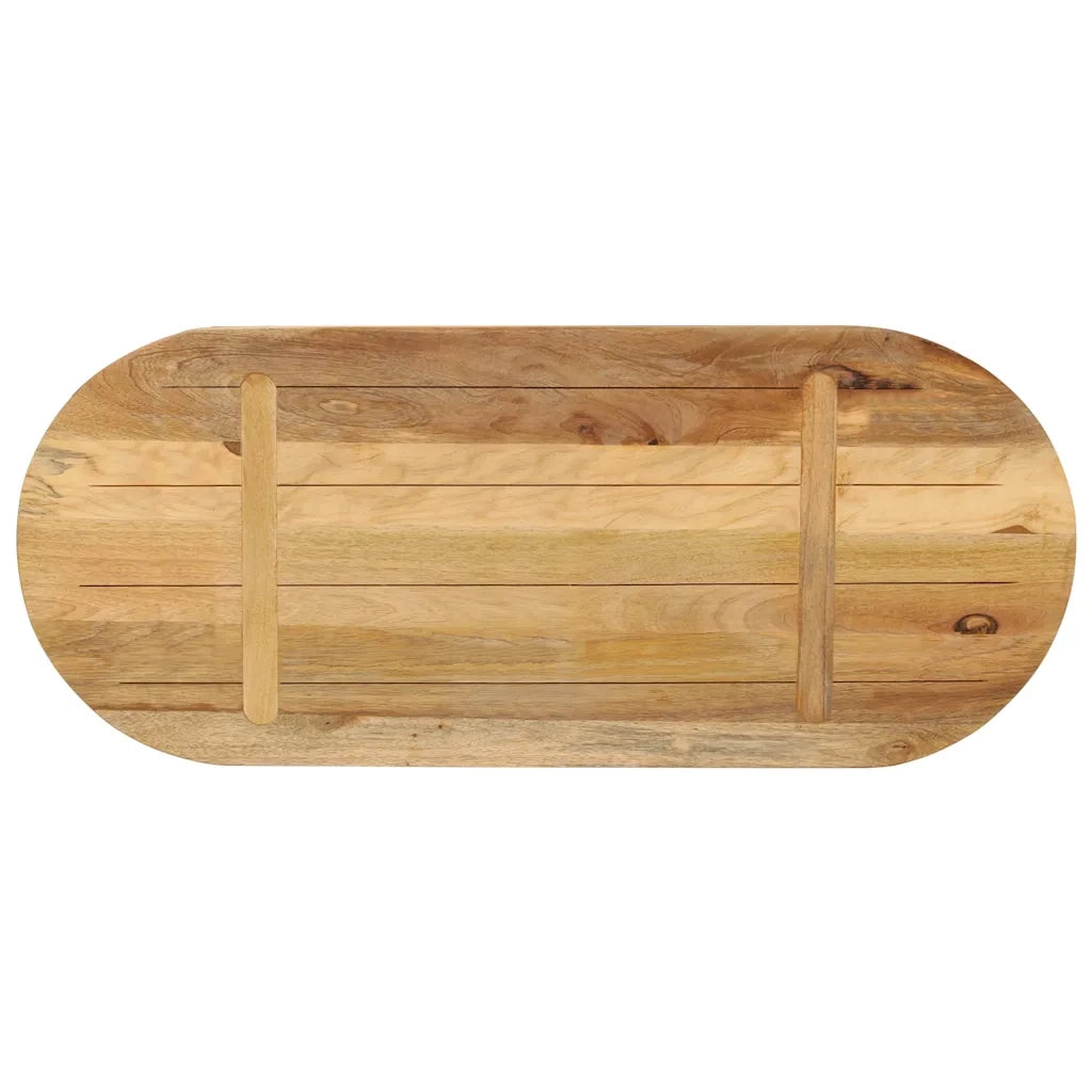 Piano Tavolo 80x40x2,5 cm Ovale Legno Massello Grezzo di Mango